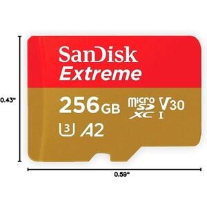 NWT SanDisk 256GB Extreme microSDXC UHS-I Memory Card with Adapter, Up to 190MB